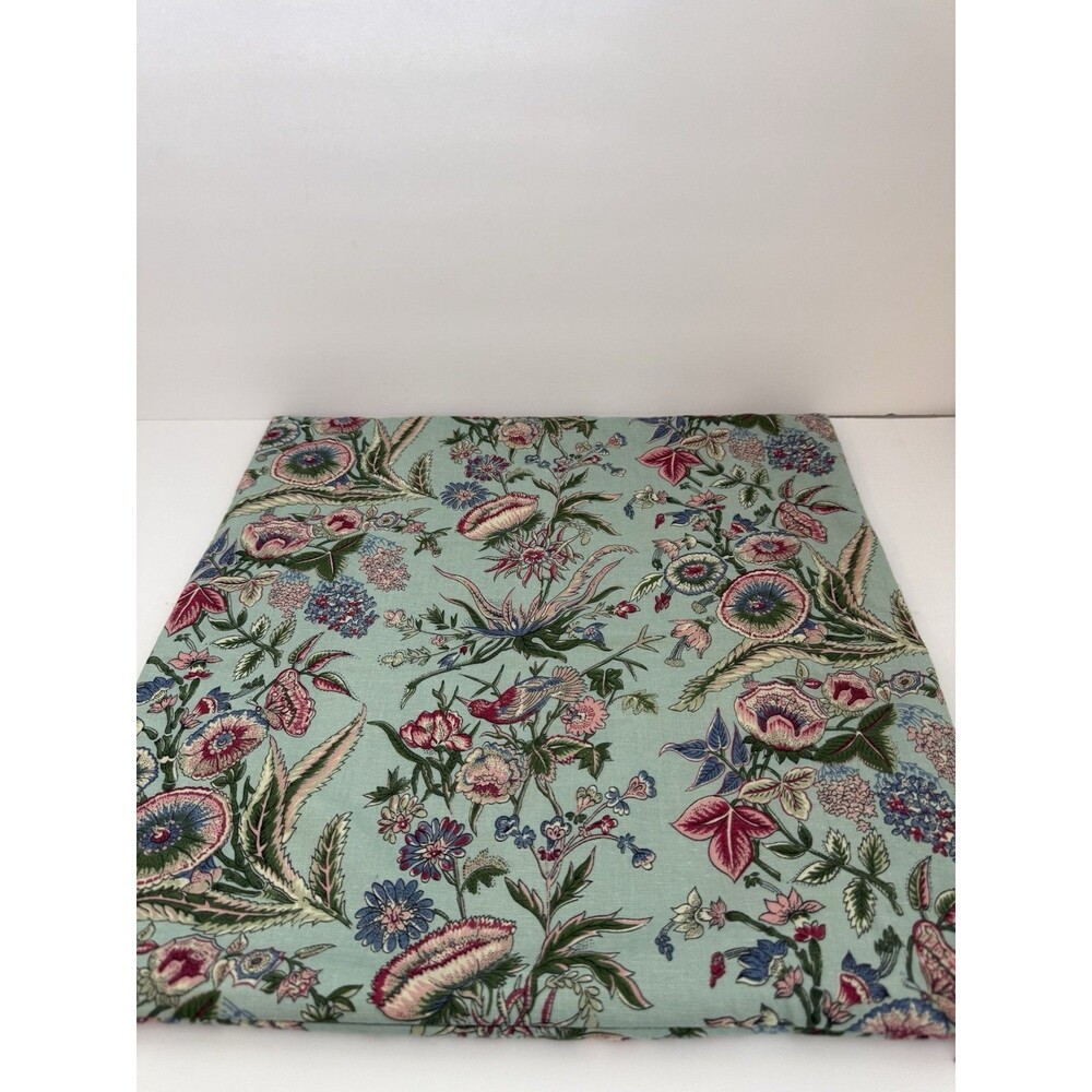 Pottery Barn Botanical Floral Pillow Cover 18x18 Aqua Cottagecore Cotton Linen